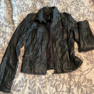 Charcoal gray faux leather jacket
